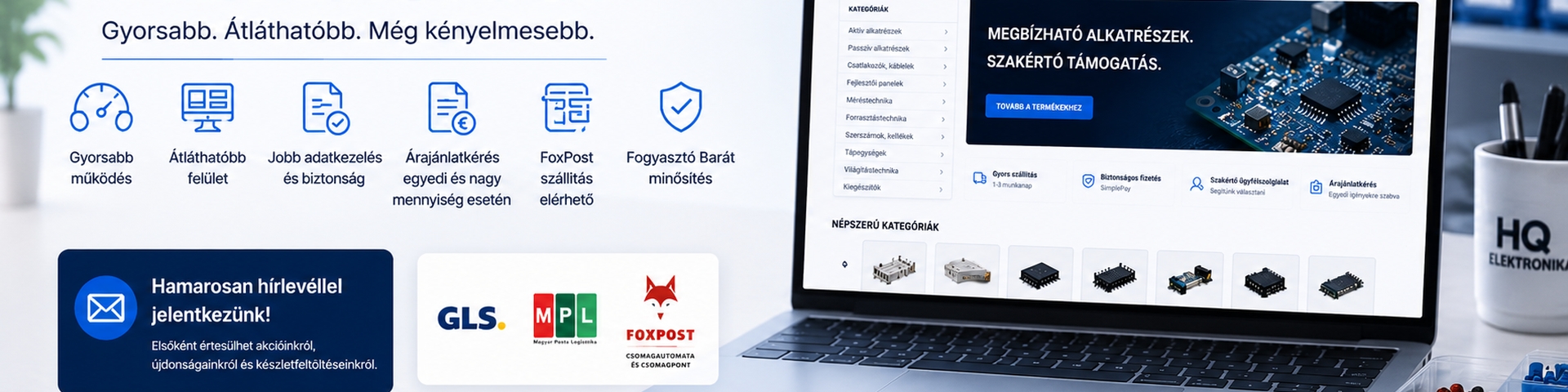 Megújult a HQ Elektronika webáruháza – gyorsabb vásárlás, új funkciók és még kényelmesebb rendelés